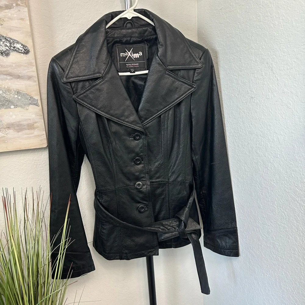 Wilson Maxima Genuine Leather Black Coat Size M - Picture 1 of 6